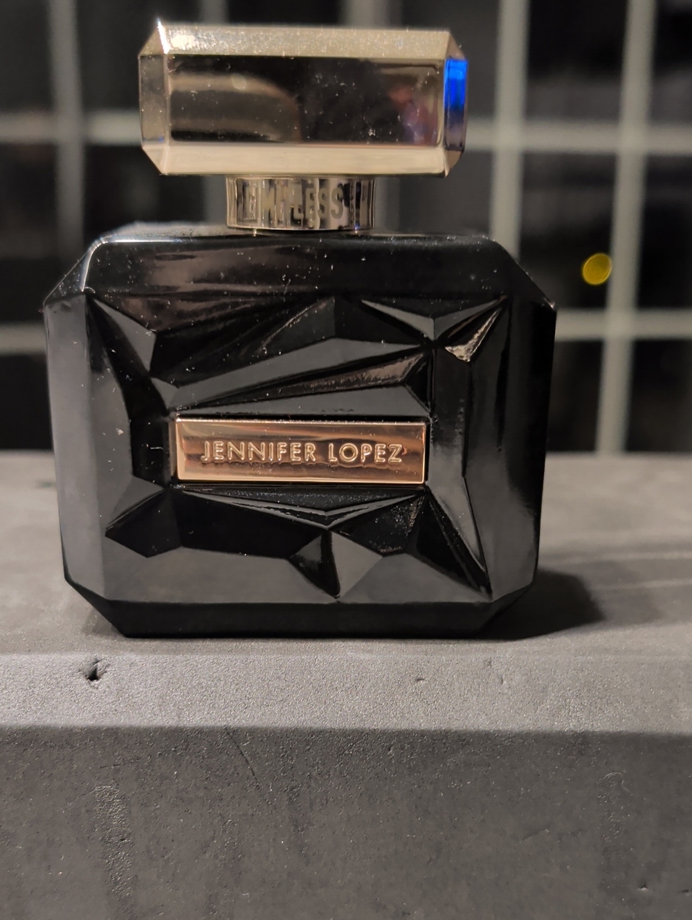 Jennifer Lopez Black Faceted Perfume Bottle with Gold Plated Nameplate